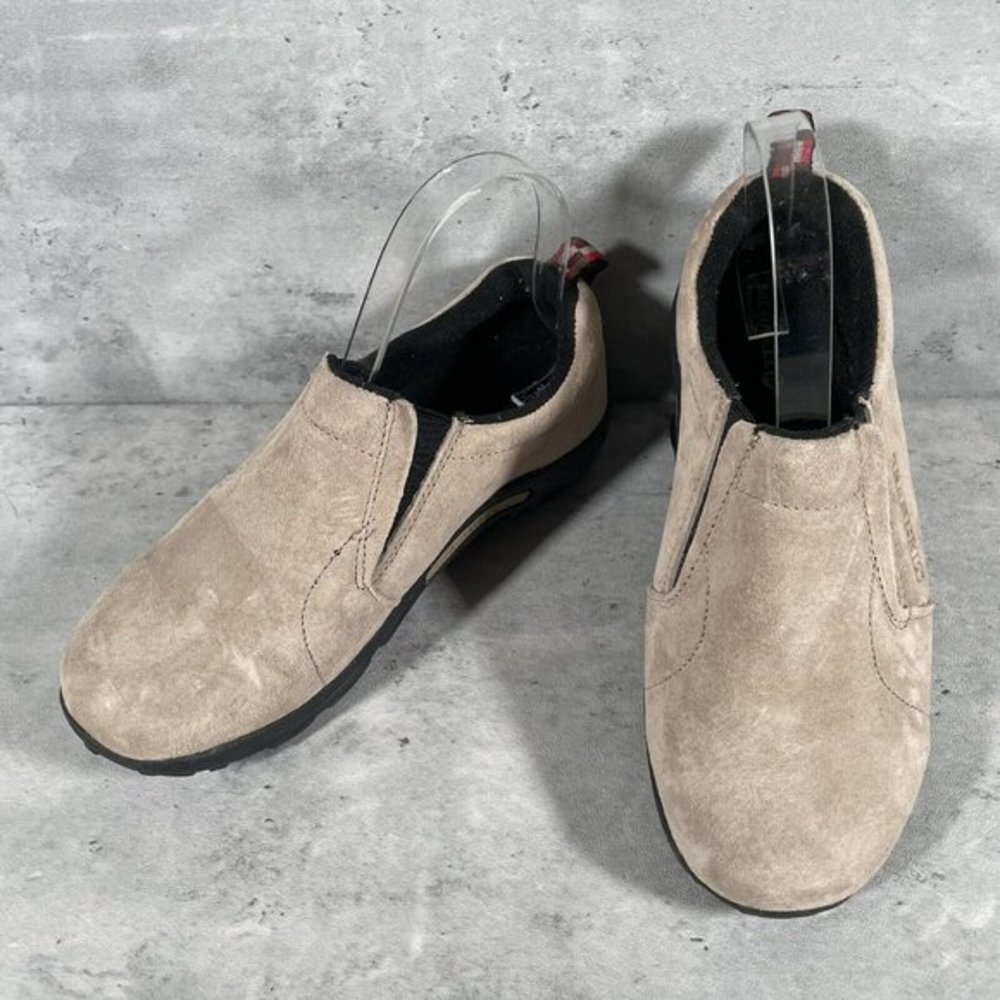 Merrell‎ Jungle Moc Kids Boys Taupe Nubuck Leather Suede Slip On Shoes Size 4.5